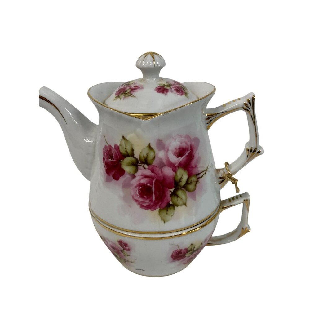 Porcelain Treasures Hand Paint Tea For One Set By Betty Platner Rose 8817